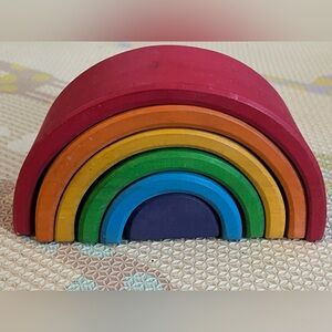 GRIMM'S 6-PIECE WOODEN STACKING RAINBOW TUNNEL Montessori Educational Toys